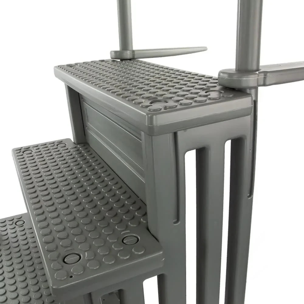 Select Anti-Slip in-Pool Steps, Gray, For Above Ground Swimming Pools, Can Mount To Decks 48 In. To 54 In. H, Safety Stairs Capacity Up To 300 Lbs