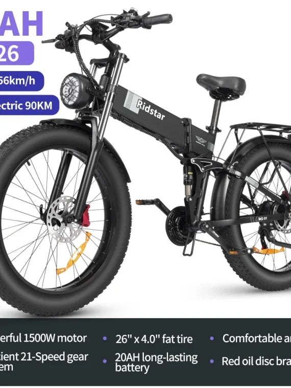 Eletric Bike For Adults 750W Motor 48V 20Ah Removable Battery 26 Fat Tire Folding E-Bike Shimano 21-Speed Mtb Cycling UL2849