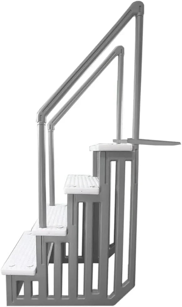 Select Anti-Slip in-Pool Steps, Gray, For Above Ground Swimming Pools, Can Mount To Decks 48 In. To 54 In. H, Safety Stairs Capacity Up To 300 Lbs