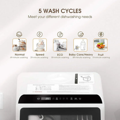 Novete Portable Tabletop Dishwasher Compact Dishwasher With 5-liter Built-In Water Tank