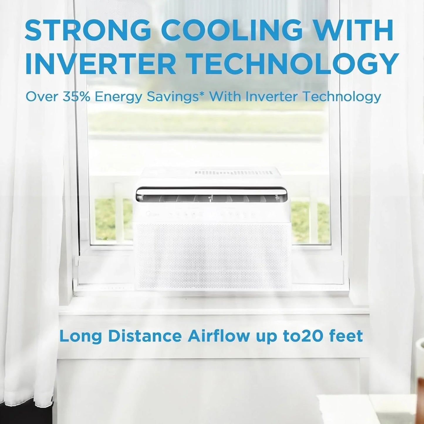 Midea 12,000 BTU U-Shaped Smart Inverter Window Air Conditioner, Cools Up To 550 Sq. Ft