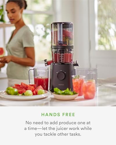 Nama J2 Cold Press Juicer, Self Feeding For Hands Free Operation With Wide Mouth Hopper For Whole Recipe Loading