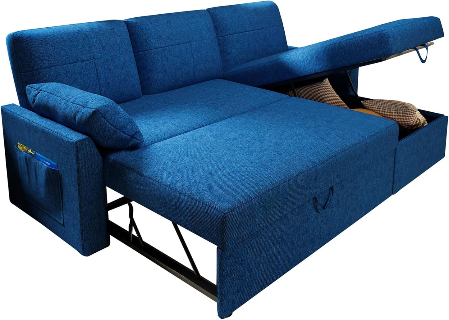 VanAcc Sofa Bed, Sleeper Sofa With Storage Chaise 2-in-1 Pull Out Couch Living Room