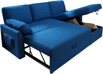 VanAcc Sofa Bed, Sleeper Sofa With Storage Chaise 2-in-1 Pull Out Couch Living Room