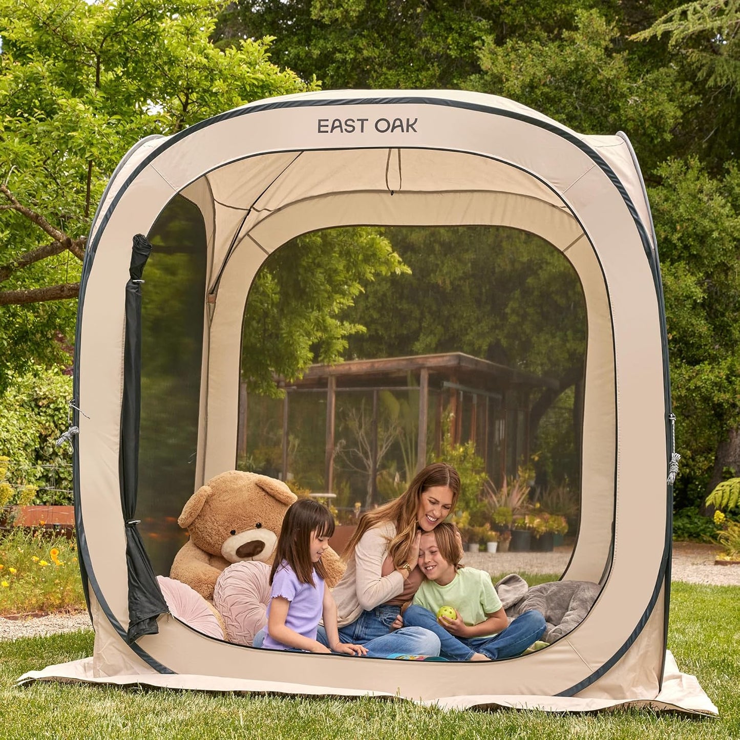 East Oak Screen House Tent Pop-Up, Portable Screen Room Canopy Instant Screen Tent 10 x 10 Ft. With Carry Bag For Patio, Backyard