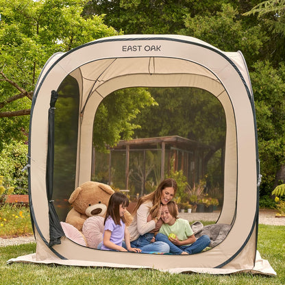 East Oak Screen House Tent Pop-Up, Portable Screen Room Canopy Instant Screen Tent 10 x 10 Ft. With Carry Bag For Patio, Backyard