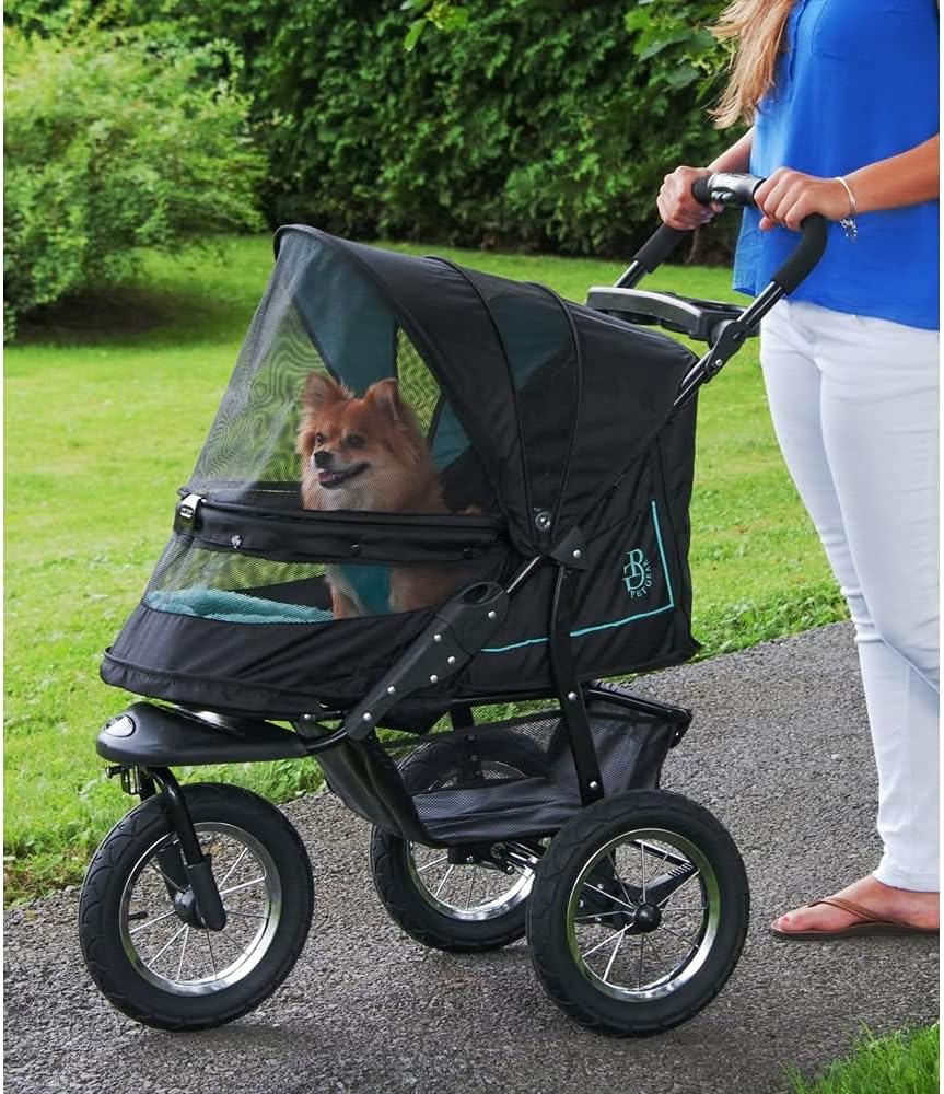 No-Zip Nv Pet Stroller For Cats/Dogs Zipperless Entry Easy One-Hand Fold Gel-Filled Tires Plush Pad Plus Weather Cover Included 3 Colors