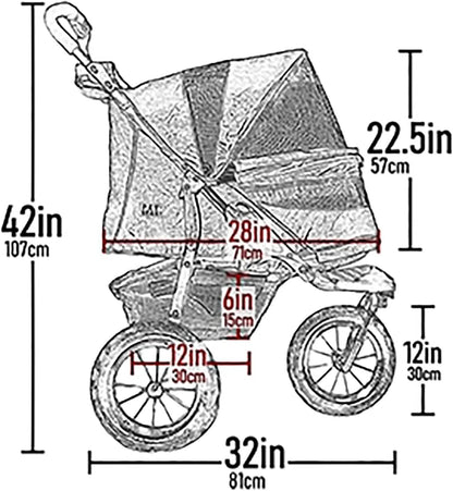 No-Zip Nv Pet Stroller For Cats/Dogs Zipperless Entry Easy One-Hand Fold Gel-Filled Tires Plush Pad Plus Weather Cover Included 3 Colors