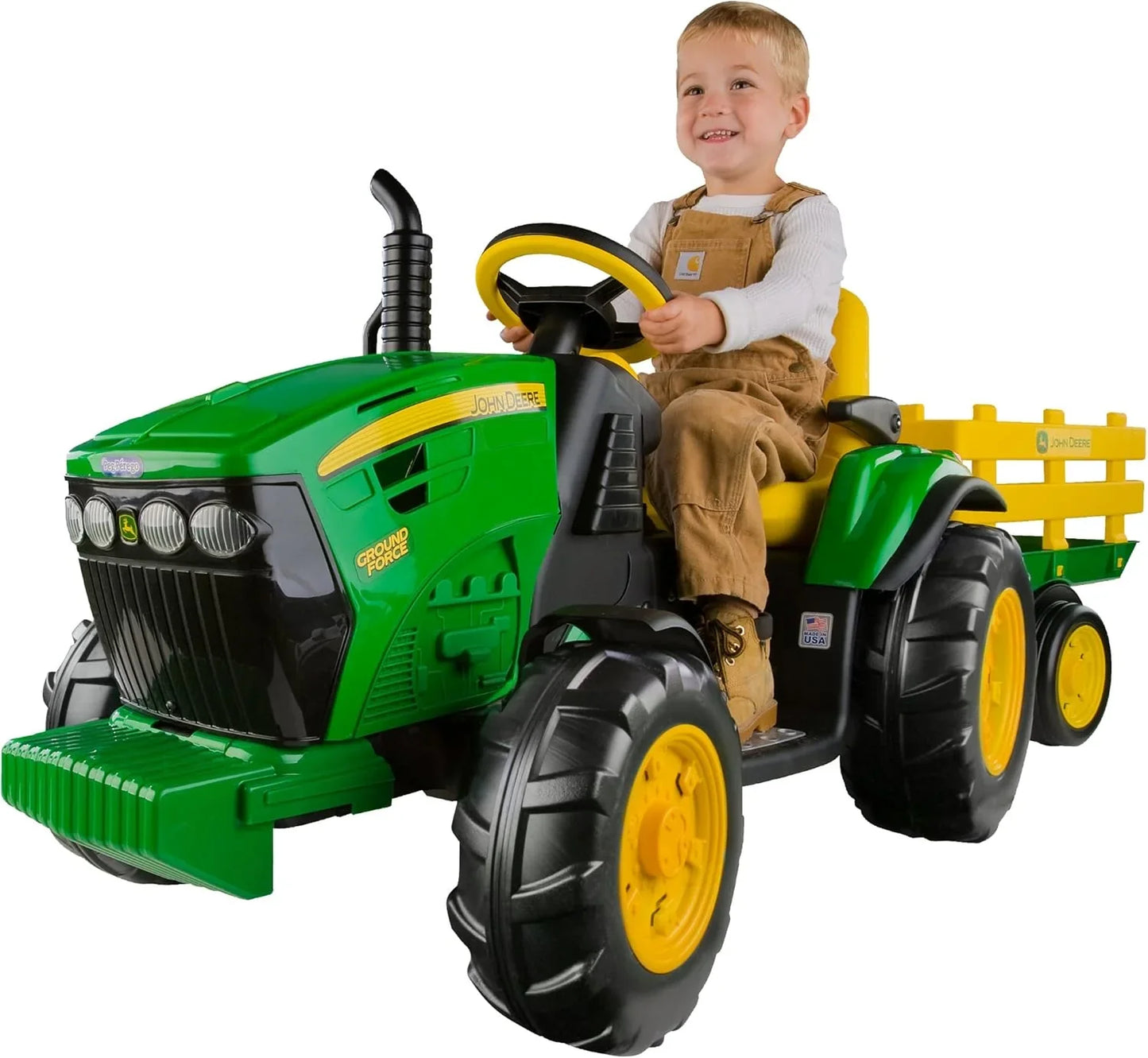 Peg Perego John Deere Ground Force Tractor With Trailer 12 Volt Ride On
