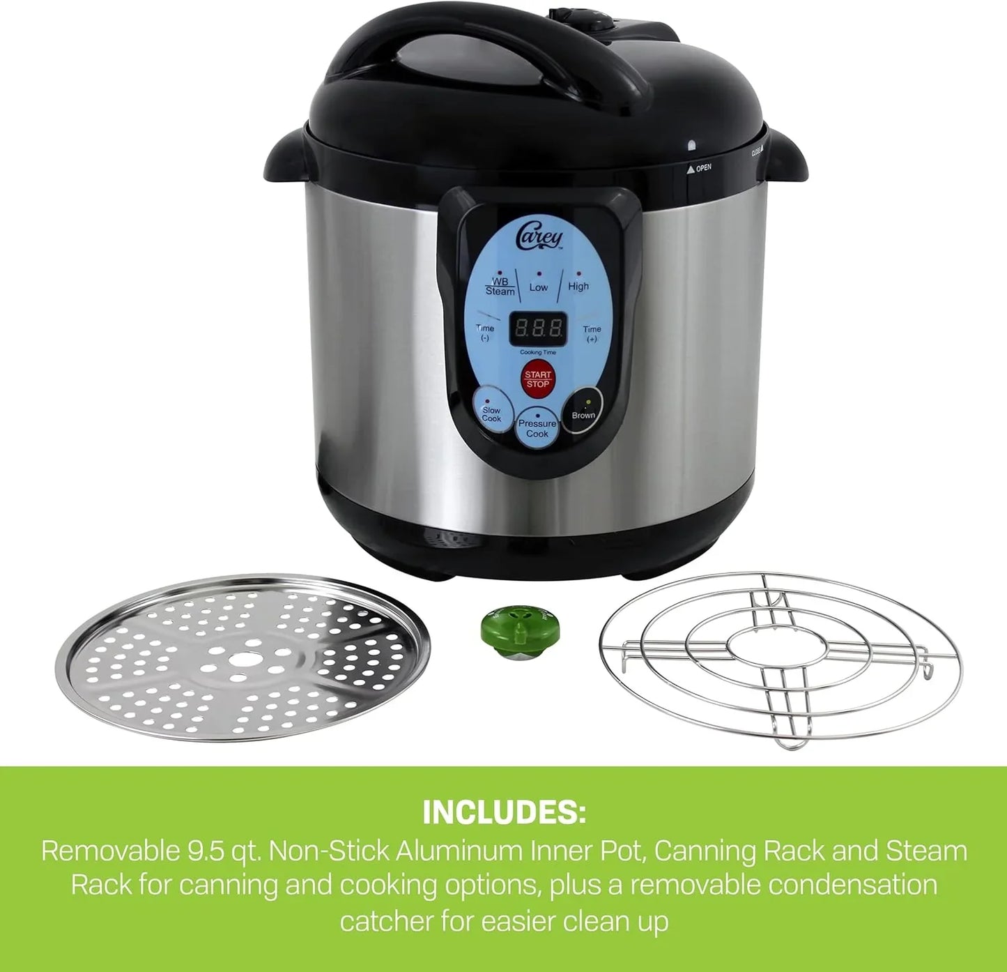 Carey DPC-9SS Smart Electric Pressure Cooker And Canner, Stainless Steel, 9.5 Qt