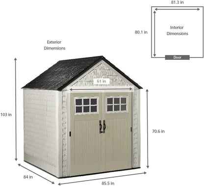 Rubbermaid Resin Outdoor Storage Shed With Floor Weather Resistant Gray Organization For Home