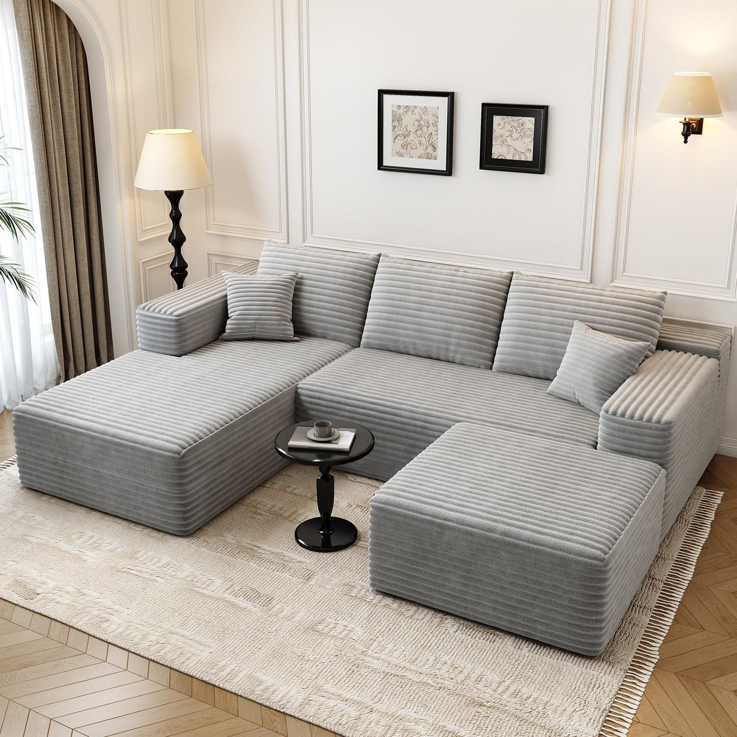 107.5 In. Cloud Modular Sectional Sofa Couch With L-Shape Chaise, Modern Minimalist Upholstered Couches For Living Room Bedroom
