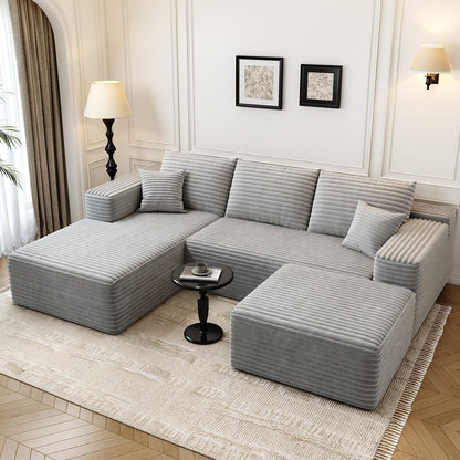 107.5 In. Cloud Modular Sectional Sofa Couch With L-Shape Chaise, Modern Minimalist Upholstered Couches For Living Room Bedroom