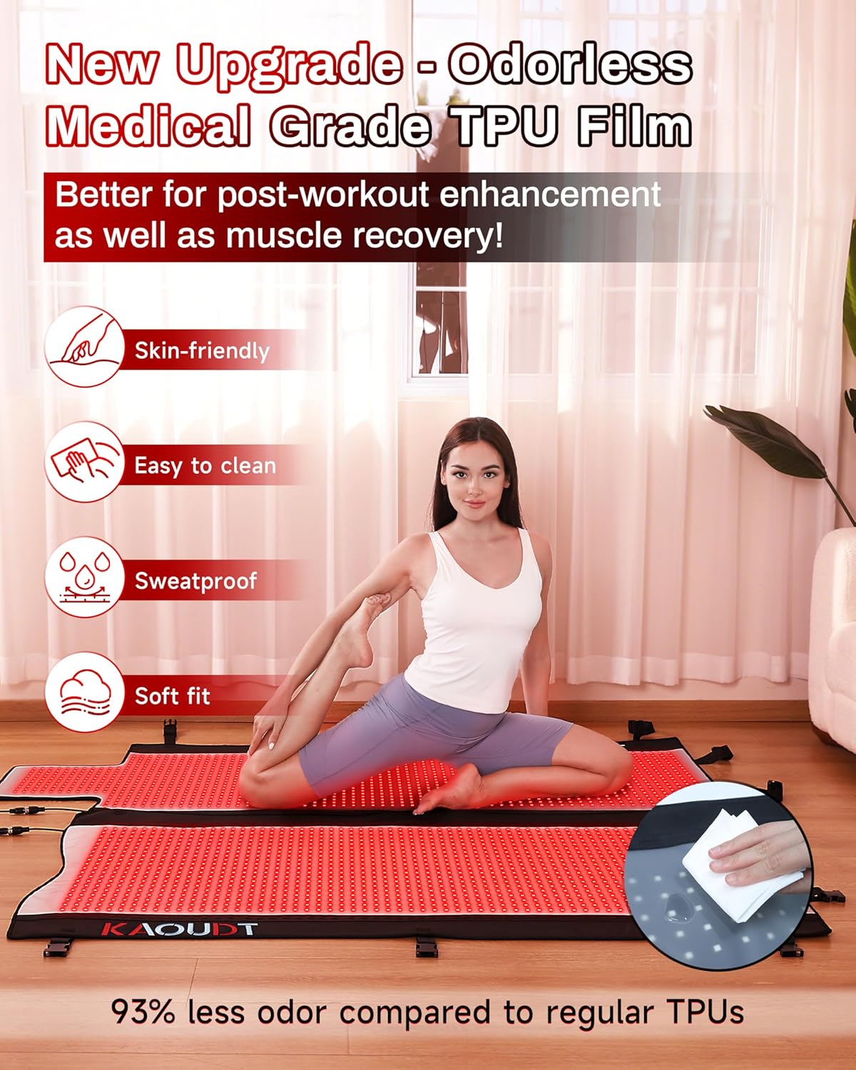 Red Light Therapy Mat, Medical-Grade TPU, 2570 LEDs, 73 In. x 33 In