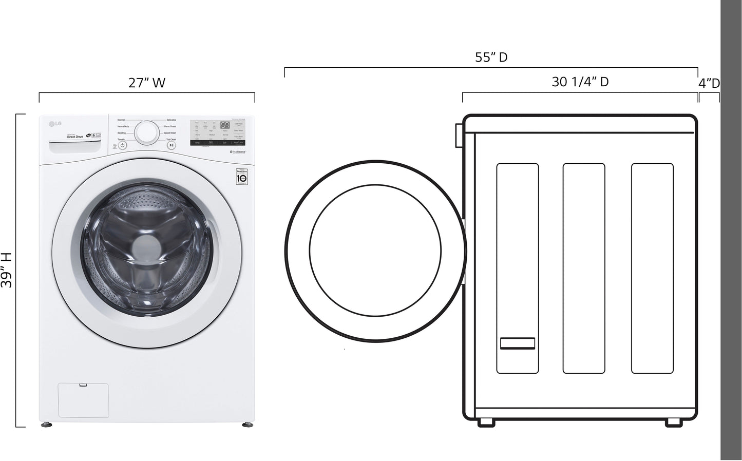 4.5 Cu. Ft. High Efficiency Stackable Front-Load Washer With 6Motion Technology, White