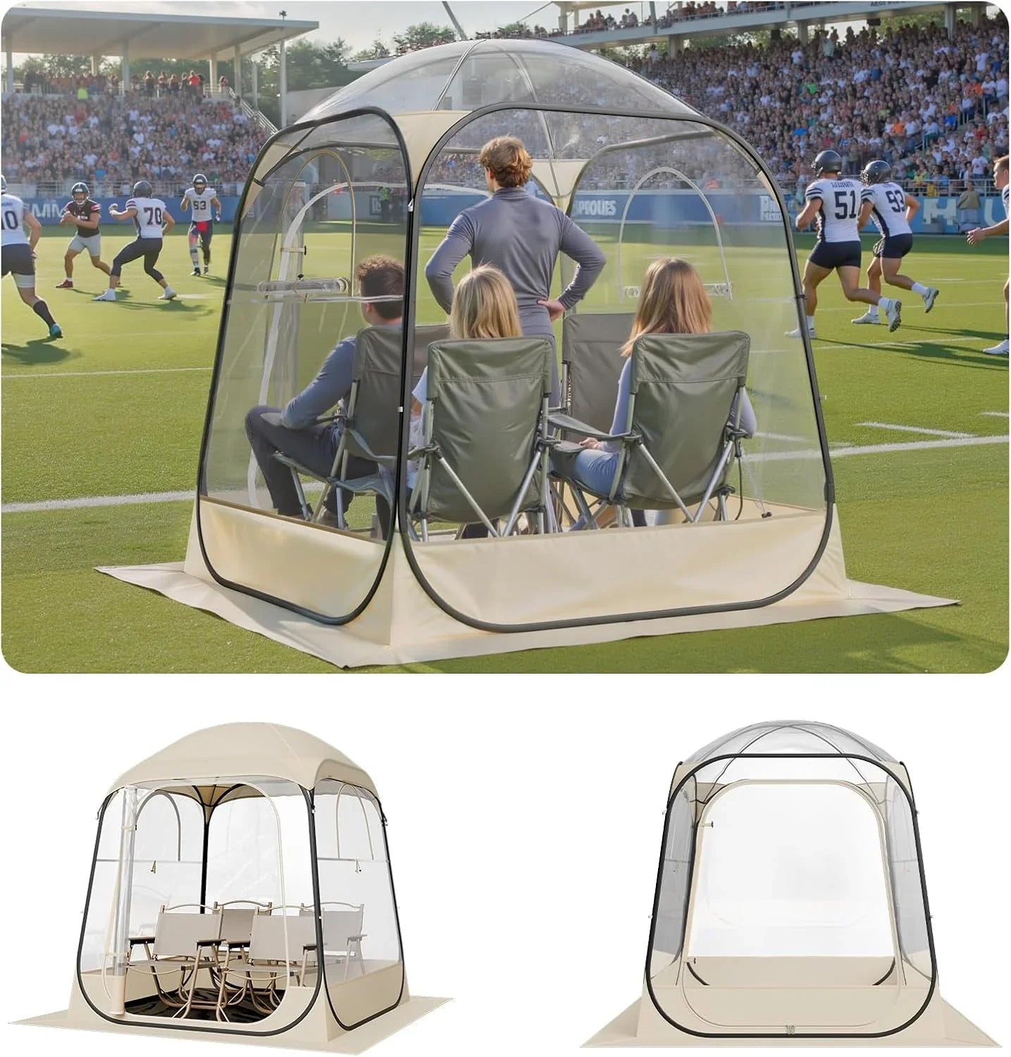 Vevor Pop Up Sports Tent, 8 Sizes Optional Clear Bubble Tent For 1-6 Person