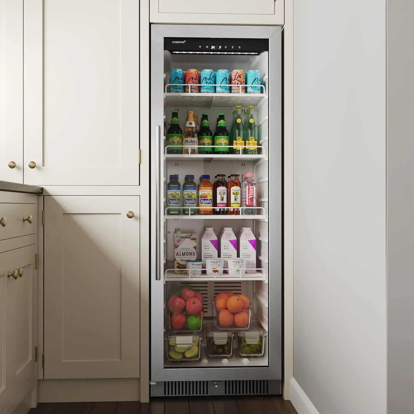 22 In. Wide 10.1 Cu. Ft. Commercial Beverage Merchandiser, Stainless Steel, Temp Alarm, Reversible Door