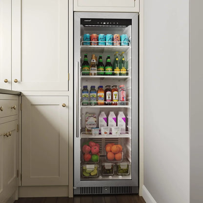 22 In. Wide 10.1 Cu. Ft. Commercial Beverage Merchandiser, Stainless Steel, Temp Alarm, Reversible Door