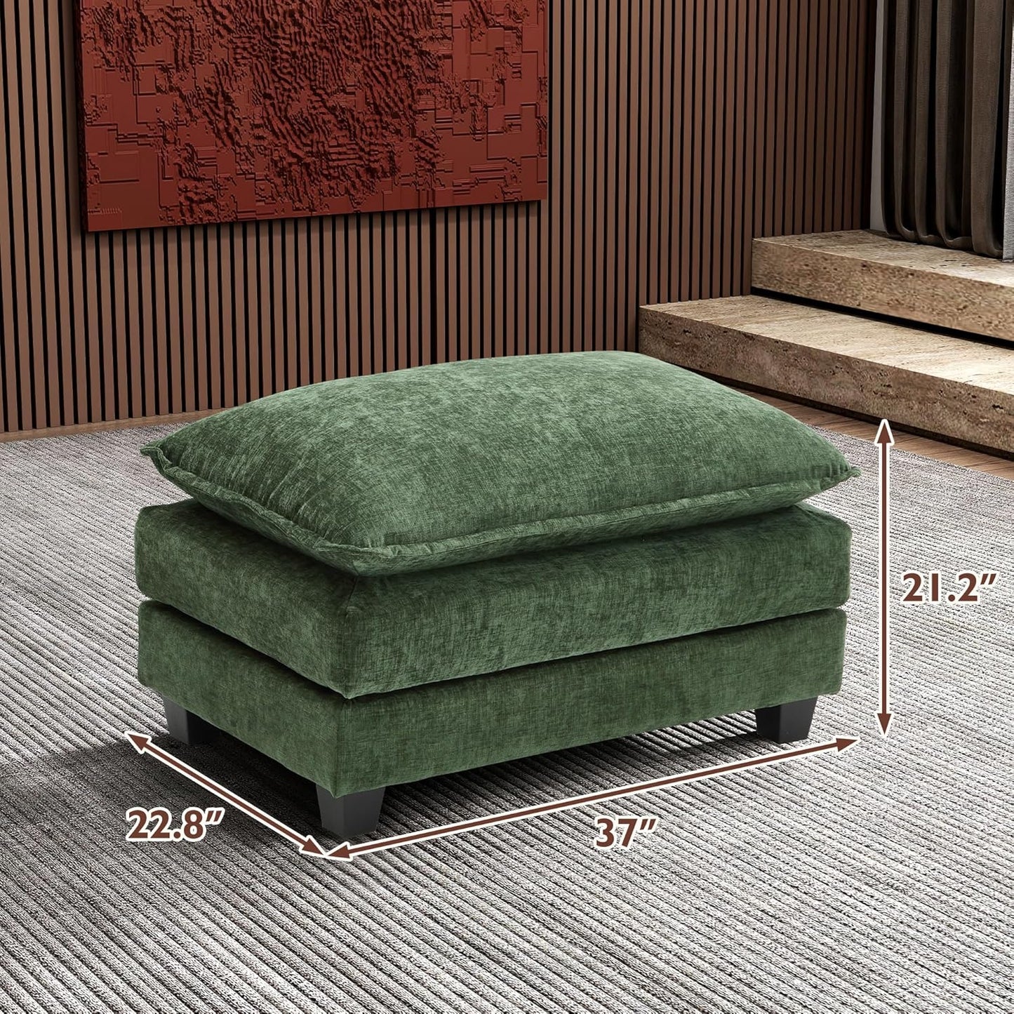 111.4 In. L-Shaped Modern Sofa Modular Cloud Sofa Ottoman 4-Seater Chenille Deep Seat Sofa