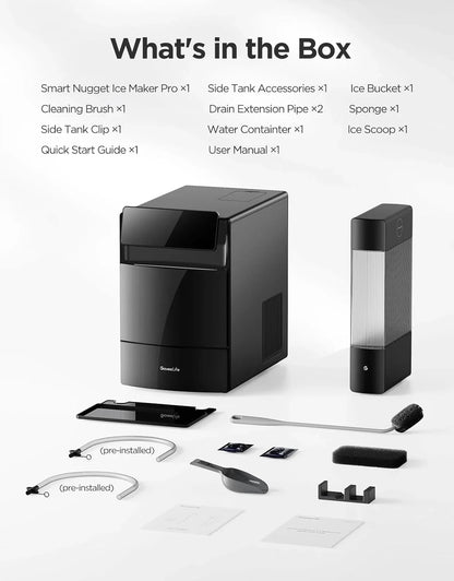 GoveeLife Smart Nugget Ice Maker Pro, 60lbs Daily, 6-Minute First Ice, 40dB Ultra-Quiet With AI NoiseGuard, App And Voice Control, Self-Clean