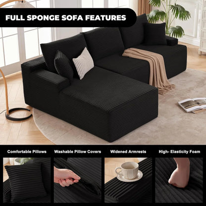 110 Cloud Sectional Couch, Boneless Sofa For Living Room Modular Sectional Sofa With Deep Seat