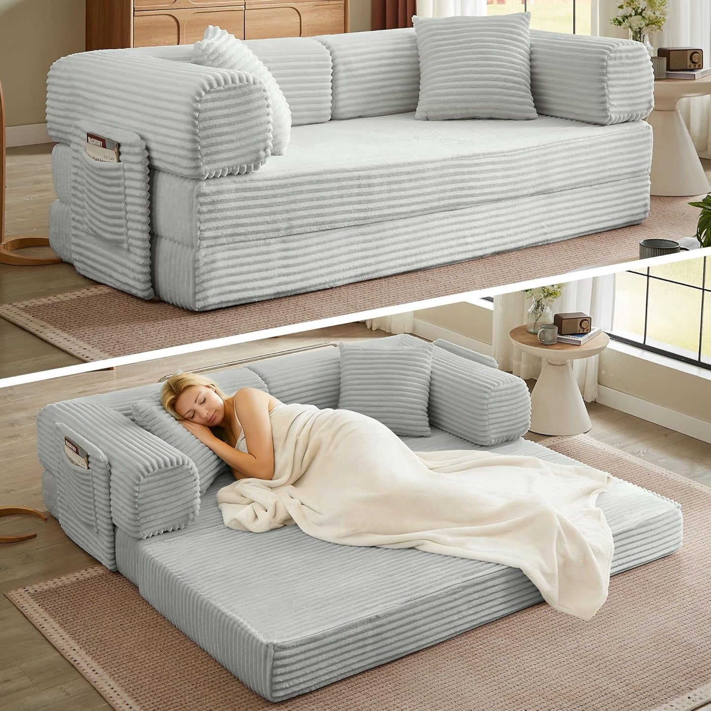 Boneless Couch Folding Couches For Living Room Sofa, Futon Sofa Bed With Sleeper Sofa