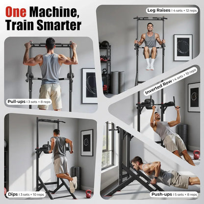 Sportsroyals Power Tower Pulp Up Bar Station, 450 Lbs Stable Suspended Immersion Tilt Station