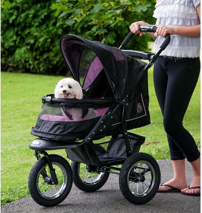 No-Zip Nv Pet Stroller For Cats/Dogs Zipperless Entry Easy One-Hand Fold Gel-Filled Tires Plush Pad Plus Weather Cover Included 3 Colors