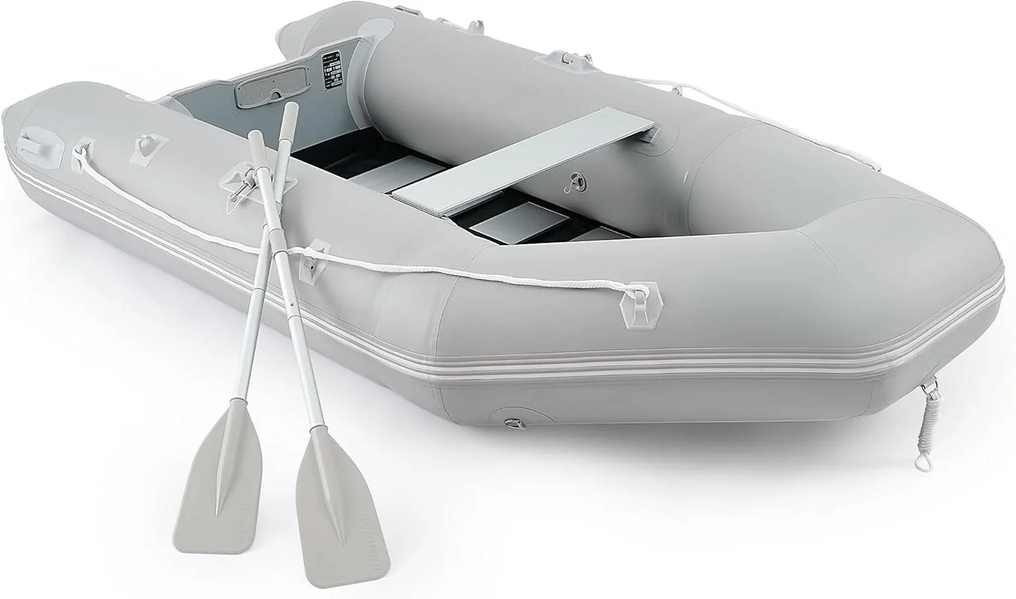 10 Ft. Inflatable Dinghy Boat, 4 Person 990lb Transom Sport Tender Boat With Pump Aluminum Oars Floor, Heavy Duty Inflatable Raft Kayak For Adults