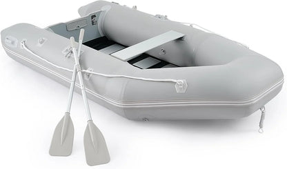 10 Ft. Inflatable Dinghy Boat, 4 Person 990lb Transom Sport Tender Boat With Pump Aluminum Oars Floor, Heavy Duty Inflatable Raft Kayak For Adults
