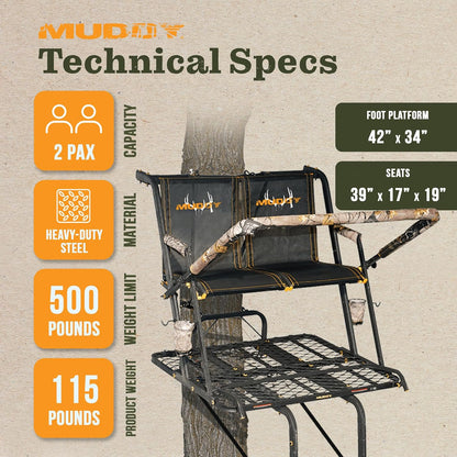 Muddy Nexus Xtl Ladder Tree Stand, 20 Ft., 500lb Capacity, 2-Person