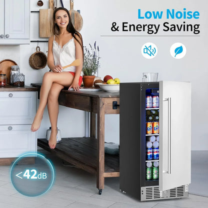 Beverage Refrigerator Cooler- 126 Can Mini Fridge Glass Door For Drinks Soda Beer Wine- Small Refrigerator For Office Bedroom Home Bar
