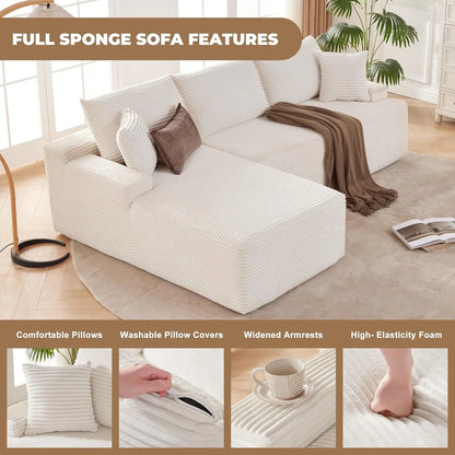 110 Cloud Sectional Couch, Boneless Sofa For Living Room Modular Sectional Sofa With Deep Seat