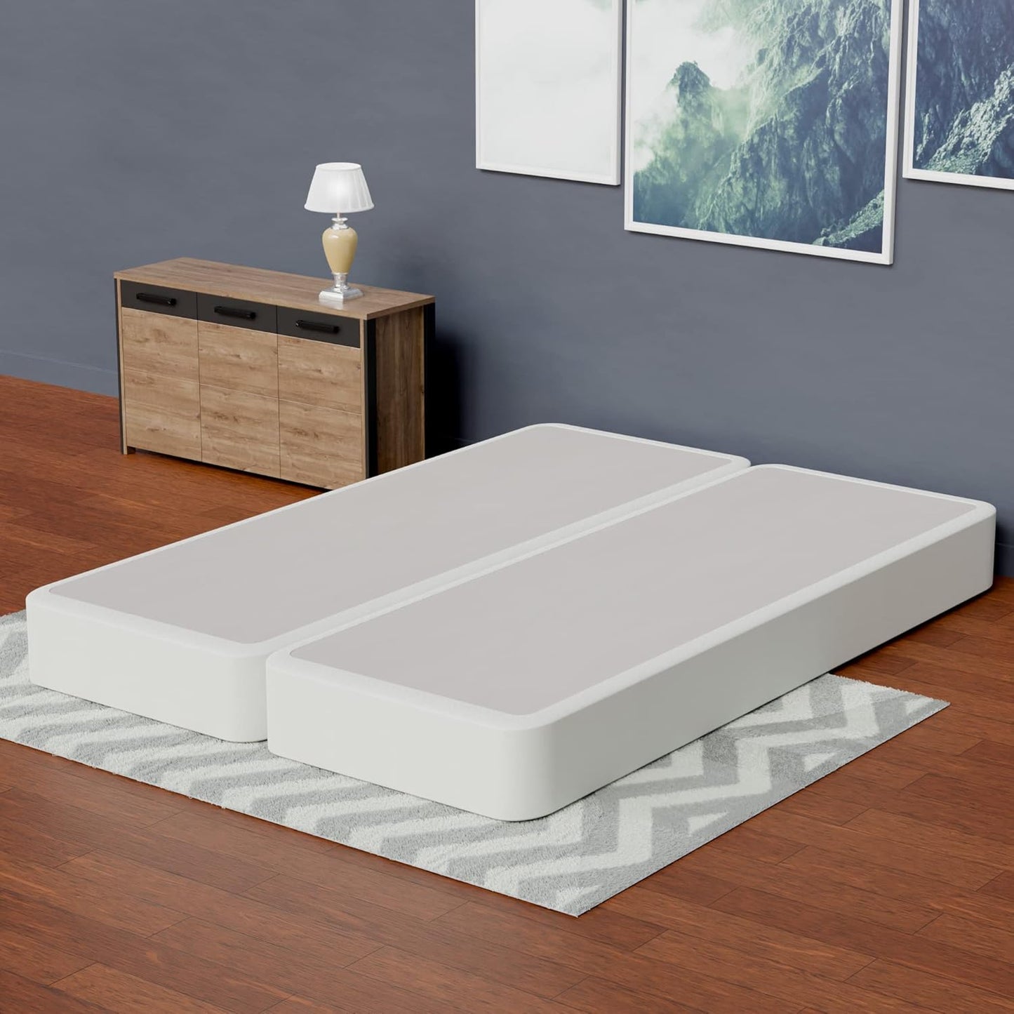 Hollywood Queen Box Spring/Foundation, Wood Split, Low Profile, Beige