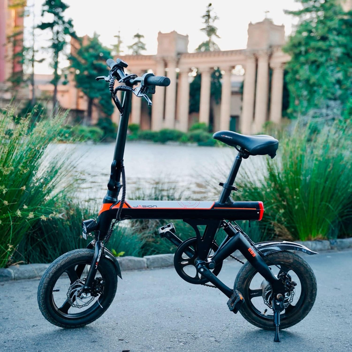 Jasion EB3 Electric Bike Adults 21mph, 500W Peak Motor, 270Wh Battery, Rear Suspension, 3 Levels Assist