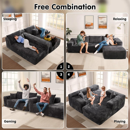 Ovios 104 In. Cloud Sectional Couch With L-Shape Chaise, Modern Modular Sofa With Deep Seat, Upholstered Couches For Living Room Bedroom