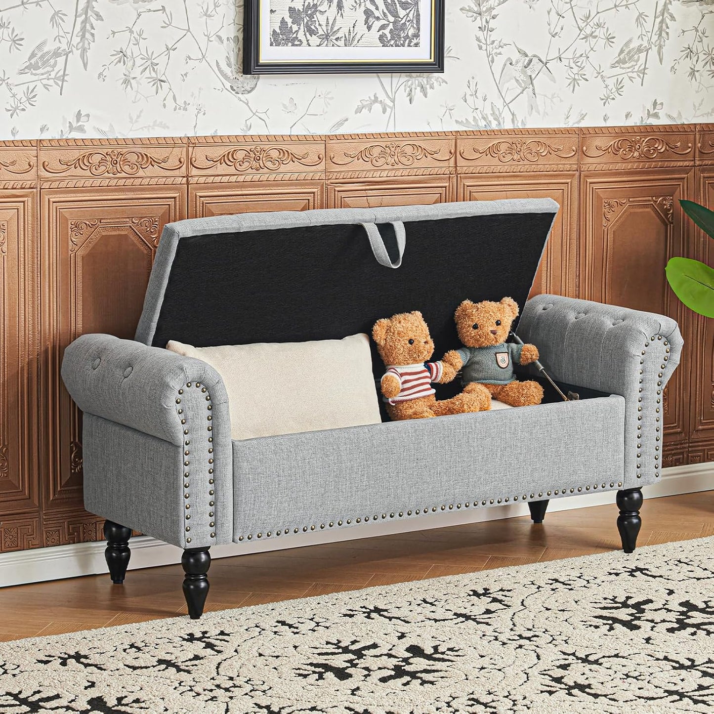Furniliving Modern Storage Ottoman Bench