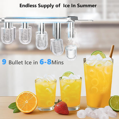 Top Loading Water Dispenser With Ice Maker, Hot And Cold, 5 Gallon, Child Lock, Black