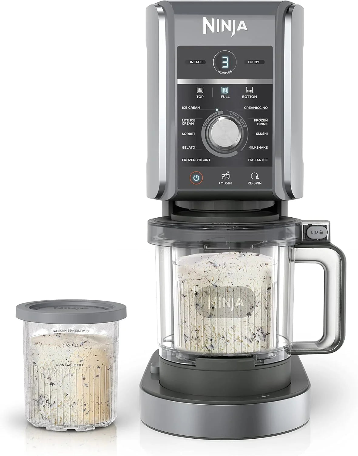 Ninja NC301 CREAMi Ice Cream Maker, For Gelato, Mix-Ins, Milkshakes, Sorbet, Smoothie Bowls And More, 7 One-Touch Programs, With