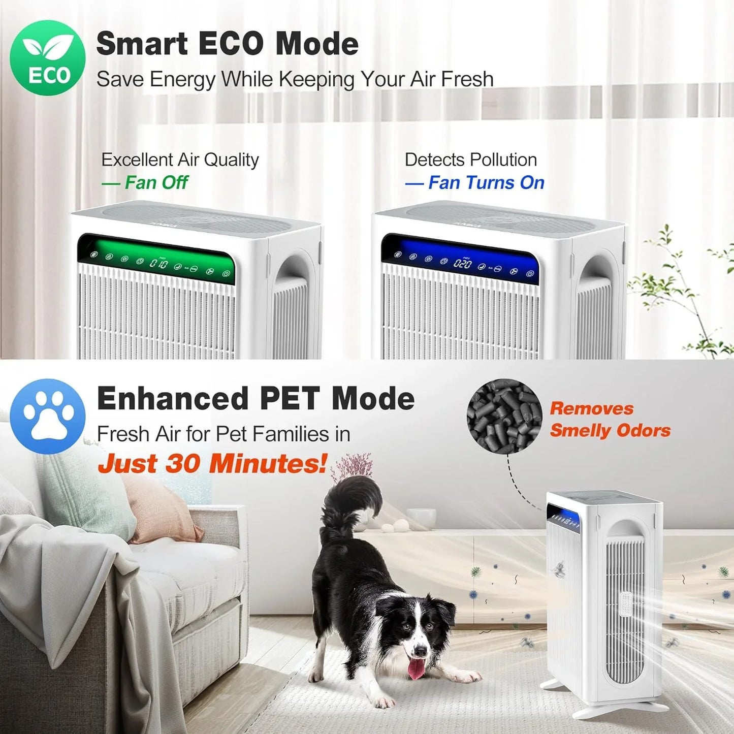 Knka Air Purifier For Home Bedroom Large Room Up To 1,695 Ft虏 In 1 Hr, Hepa Air Cleaner With Washable Pre-Filter, Aqi Display, Eco Mode