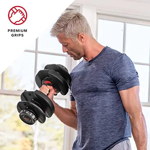 Bowflex SelectTech 552 Adjustable Dumbbells Pair, 5-52.5 Lbs, Space-Saving Home Gym Equipment