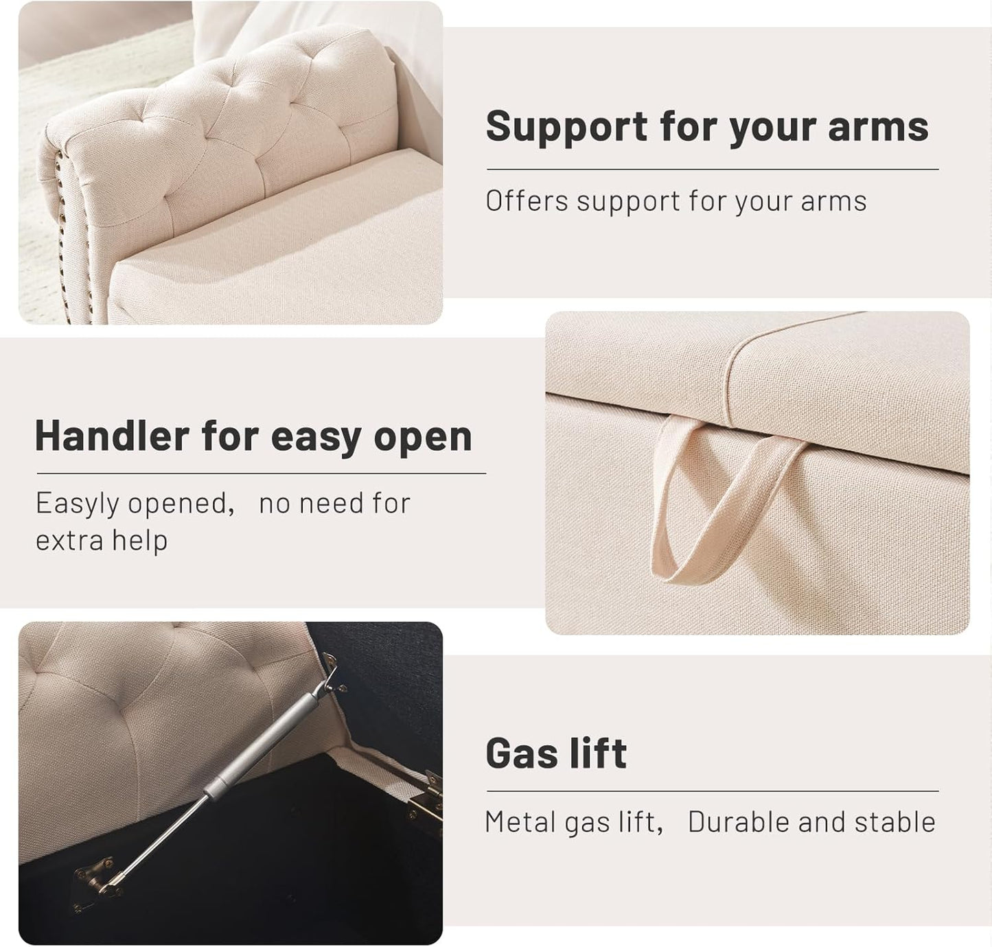 Furniliving Modern Storage Ottoman Bench