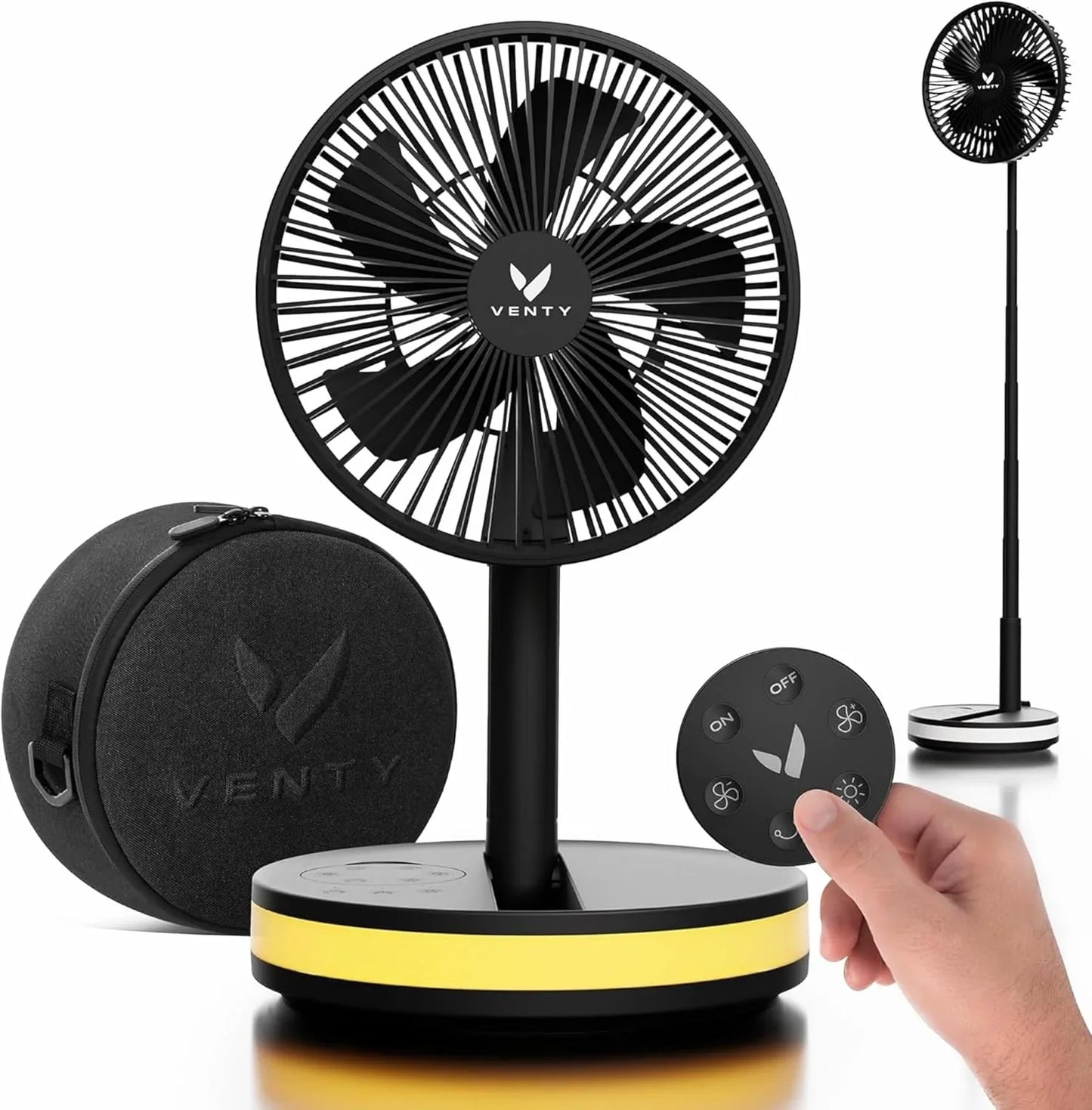 Venty Portable Fan- Wireless Battery Operated Fan- 4 Speeds- LED Lighting- Carry Case And Remote Control- Cruise Travel- Outdoor Travel RV Power