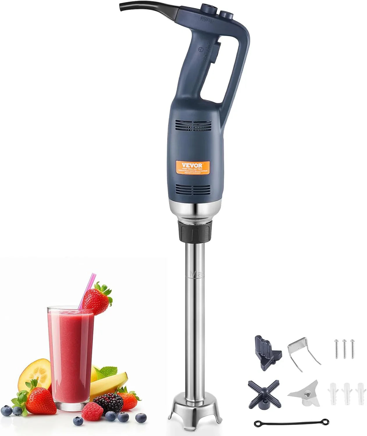 Vevor Commercial Immersion Blender, 750W 20 In. Heavy Duty Hand Mixer, Variable Speed Kitchen Stick Mixer With 304 Stainless Steel Blade