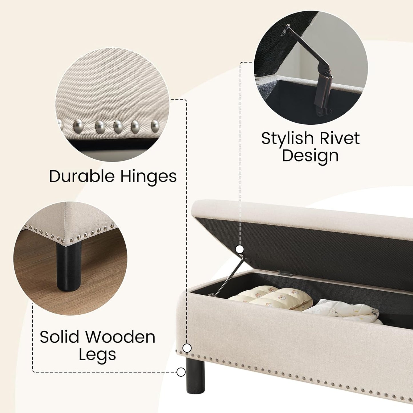 Furniliving Modern Storage Ottoman Bench