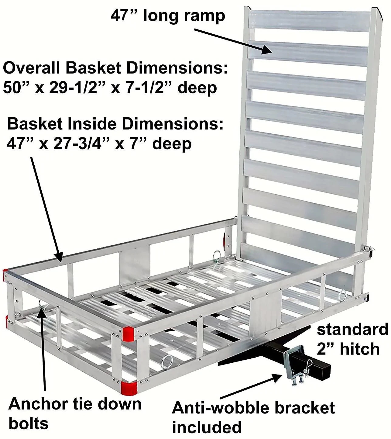 80779 Aluminum Hitch Mount Cargo Carrier With 47 In. Long Ramp, 1 Pack