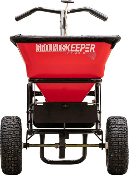 Walk Behind Push Spreader, 100lb Capacity, For Salt, Ice And Snow Melt, Included Grate And Cover With Enclosed Gearbox For Protection