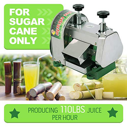 Try Yean Manual Sugarcane Juice Machine, Professional Stainless Steel Sugar Cane Juicer, 110lbs Output Per Hour With 2 In. Large Inlet Extractor