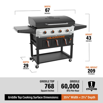 Blackstone 4-Burner 36 In. Propane Griddle With Air Fryer And Hood