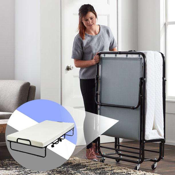 Heavy Duty 640lbs Rollaway Folding Bed With Memory Foam Mattress